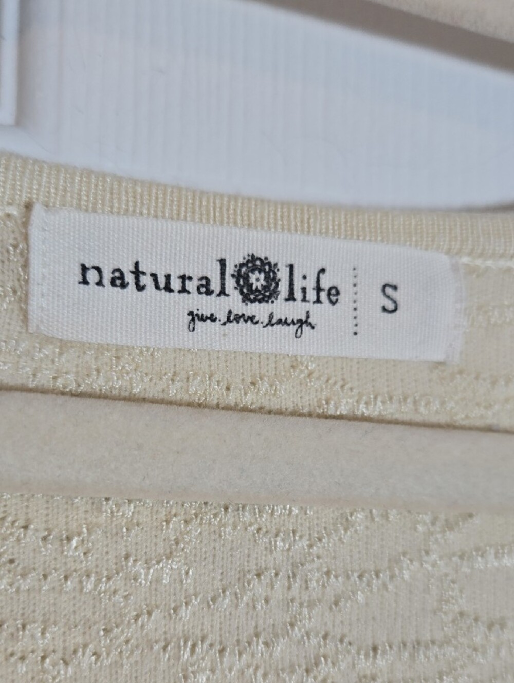 NATURAL LIFE Cream Textured Long Sleeve Scoop Top Size Small - Picture 2 of 5